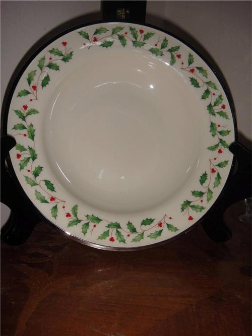 Lenox Holiday Ivory Platinum Soup Bowl Christmas Bone China (2)