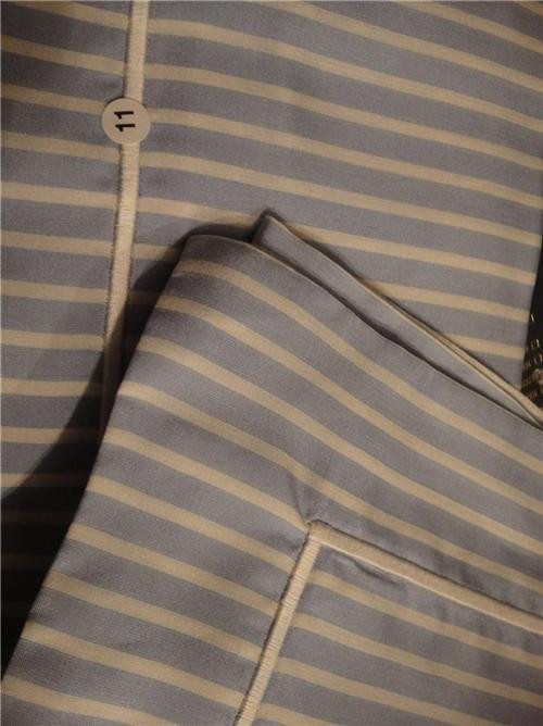 Ralph Lauren Harper Silk Blue Stripe Standard Sham Set of (2) Italy New