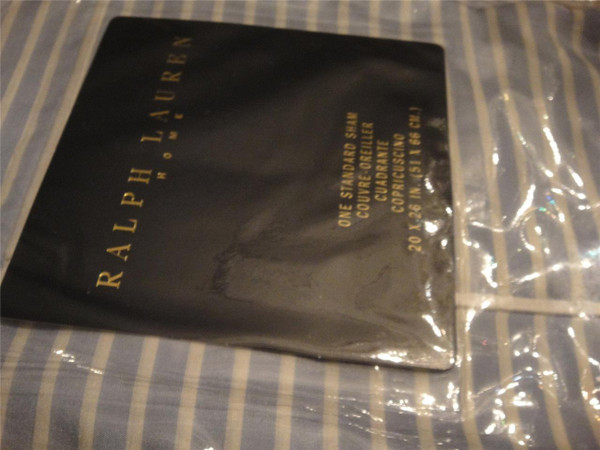 Ralph Lauren Harper Silk Blue Stripe Standard Sham Set of (2) Italy New