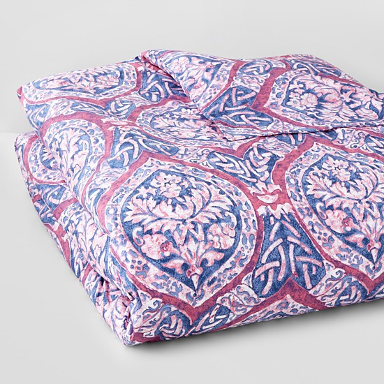 Sferra Rowyn Navy Berry Full Queen Duvet Cover  Set