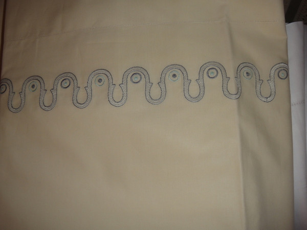 Pratesi Re Sole Embroidered  King Sheet Set  Egyptian Cotton Percale Cream New