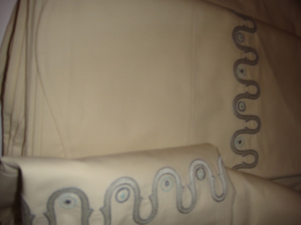 Pratesi Re Sole Embroidered  King Sheet Set  Egyptian Cotton Percale Cream New