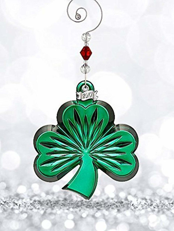2017 Waterford Crystal Shamrock Christmas Ornament, Green