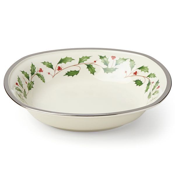 Lenox  Holiday Ivory Platinum Trim  Square Soup Bowl  (2)