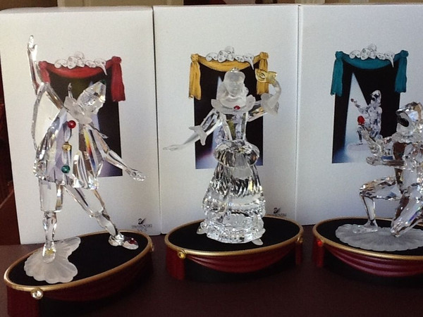 Swarovski Crystal SCS Members Annual  Trilogy Masquerade Columbine Harlequin Pierrot New