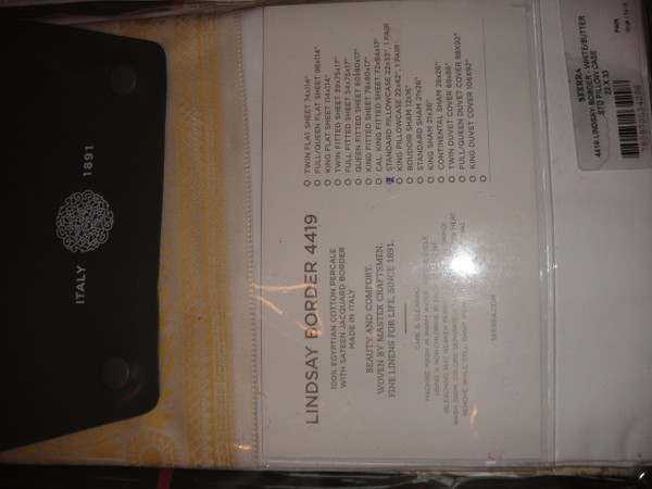 Sferra Lindsay Border Standard Pillowcase Pair White Butter 