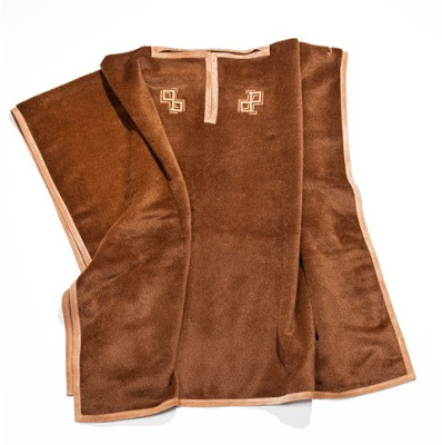 Pratesi  Cashmere Double P Poncho Cacao Leather Suede New