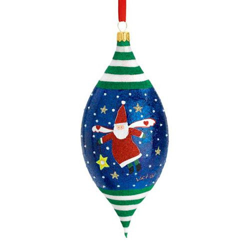 MD Anderson Center Santa Angel by Victor Finial Ornament, Blown Glass