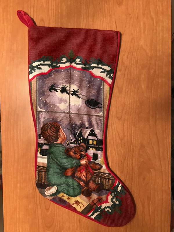 Sferra Handmade Baby Boy With Teddy Needlepoint Christmas Stocking TT3