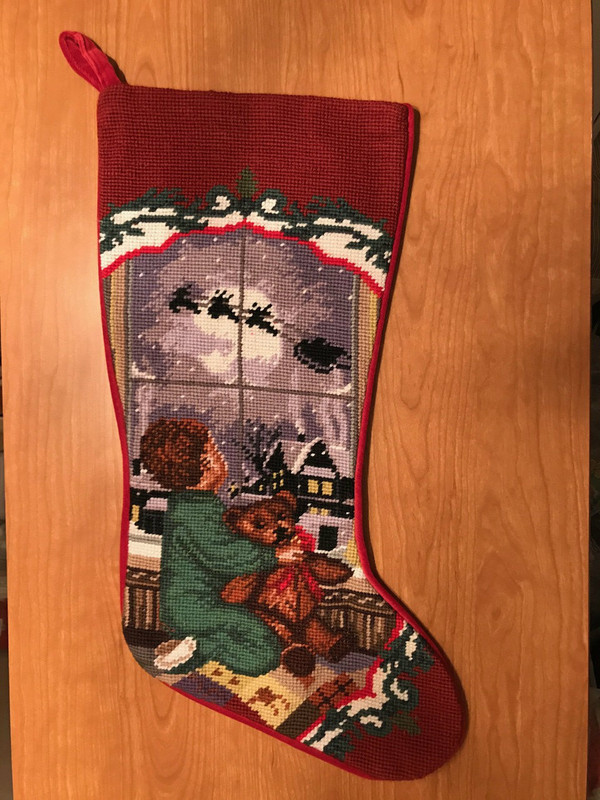 Sferra Handmade Baby Boy With Teddy Needlepoint Christmas Stocking TT3
