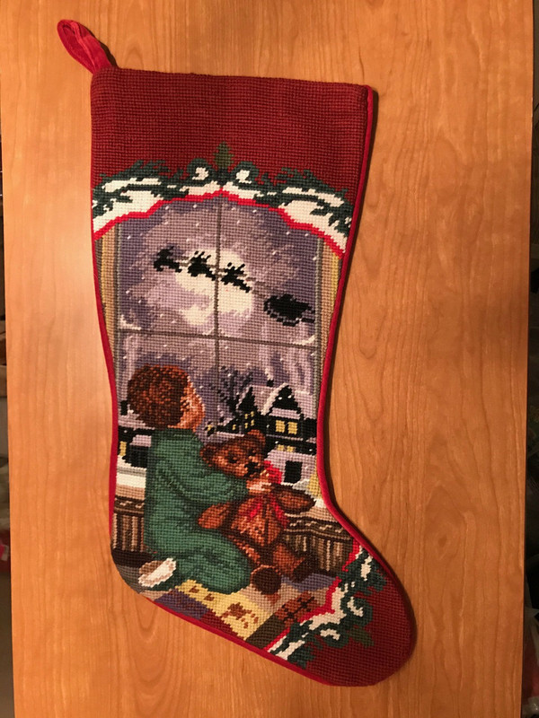 Sferra Handmade Baby Boy With Teddy Needlepoint Christmas Stocking TT3