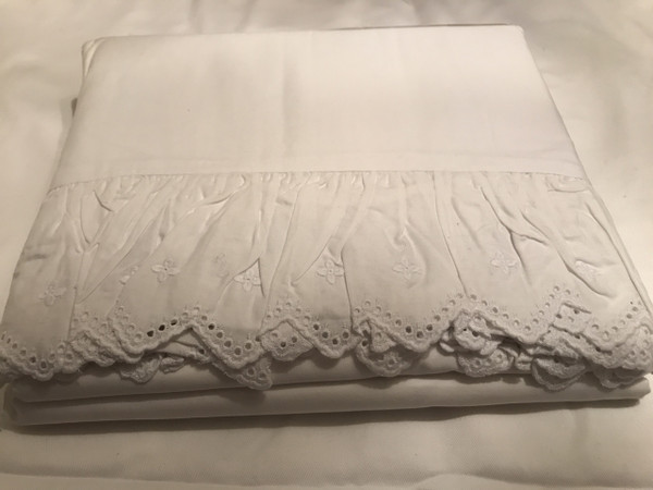 Ralph Lauren Lauren Lace King Flat Sheet White New