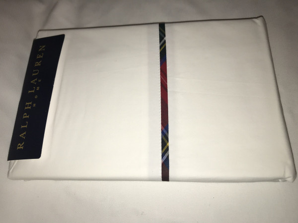 Ralph Lauren Madison Palmer White Tartan Percale King Pillowcases New