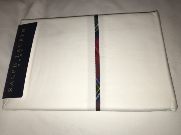 Ralph Lauren Madison Palmer White Tartan Percale King Pillowcases New