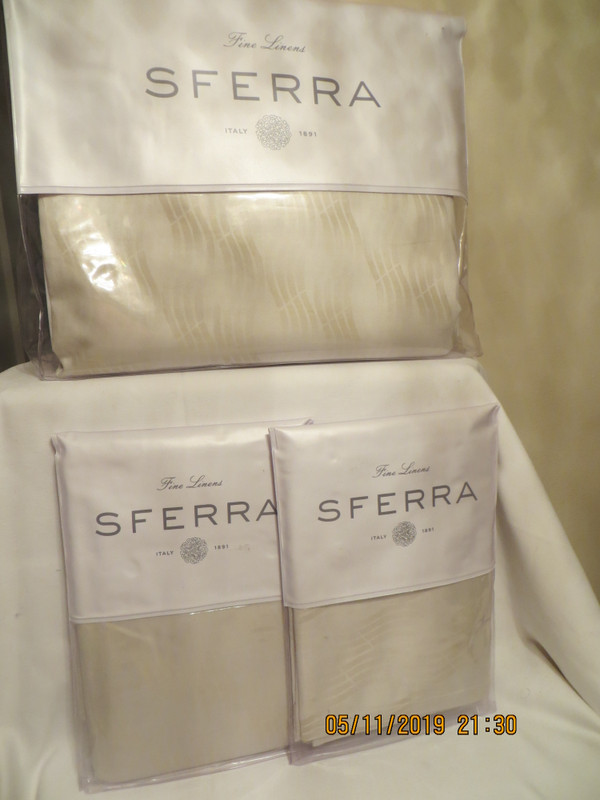 Sferra Vissio Full Queen Duvet Cover Set 3pc  Champagne 