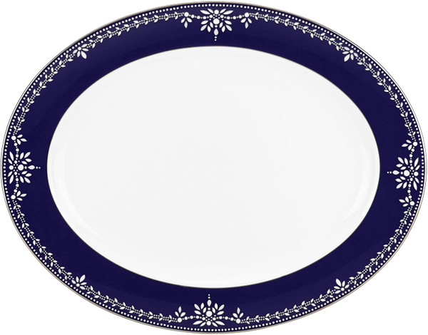 Lenox Marchesa Empire Pearl Indigo 16 Inch Oval Platter 