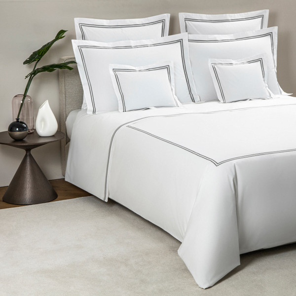 Frette Hotel Classic Crisp Cotton Percale  Duvet Cover White Grey