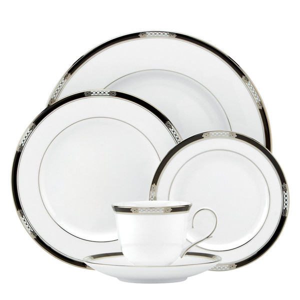 Lenox Hancock Platinum White Bone China 5pc Dinnerware Set