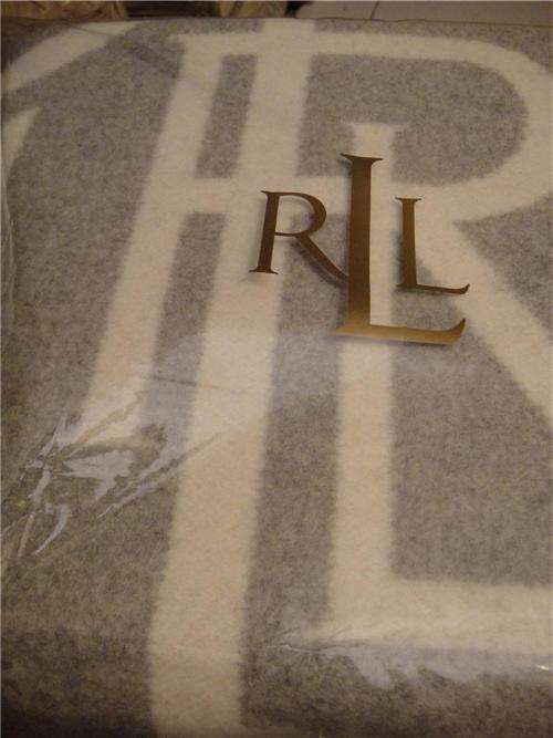 Ralph Lauren Suite Monogram Gray Grey Cream Throw Blanket 54 x 72 New
