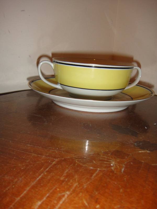 A. Raynaud et Cie Limoges France Ceralene "Directorie" Soup Cream Cup And Saucer 