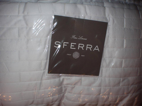 Sesto King Quilt Coverlet  Set White by Sferra Egyptian Cotton Sateen 