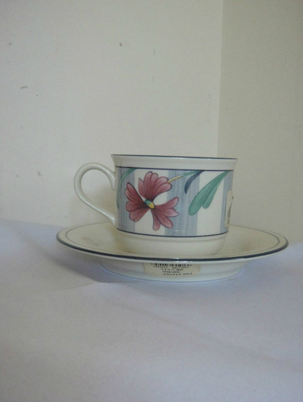 Lenox Poppies on Blue Teacup and Saucer