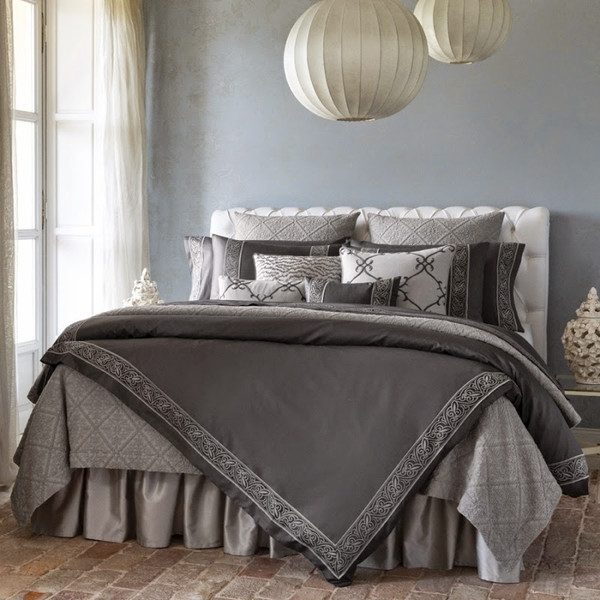 Sferra Silvio 3408 Full Queen Duvet Cover Charcoal New 