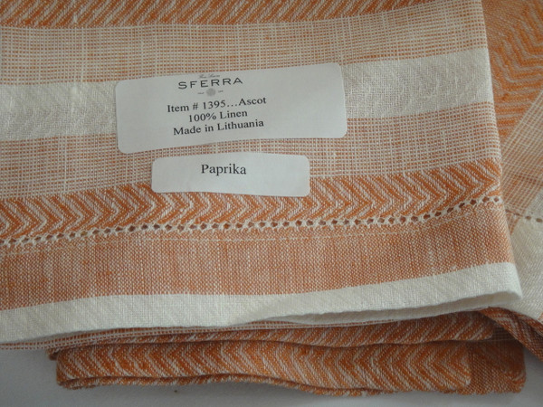 Ascot Set of Four Hemstitched Dinner Napkins by Sferra Paprika New 