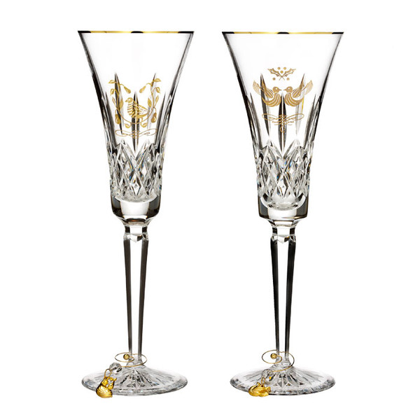 Waterford 12 Days of Christmas Lismore Partridge Gold Flute Two Turtle Doves 