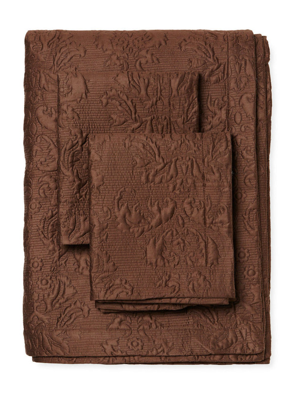 Sferra Harrison Chocolate 5PC Quilted Full Queen Coverlet Set 