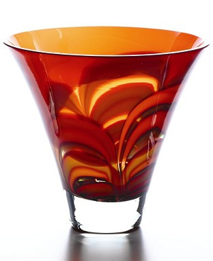 Waterford Evolution Red & Amber 8 Inch Round Bowl 