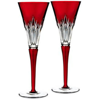 2016 Waterford Times Square Wonder Ruby Flutes, Pair