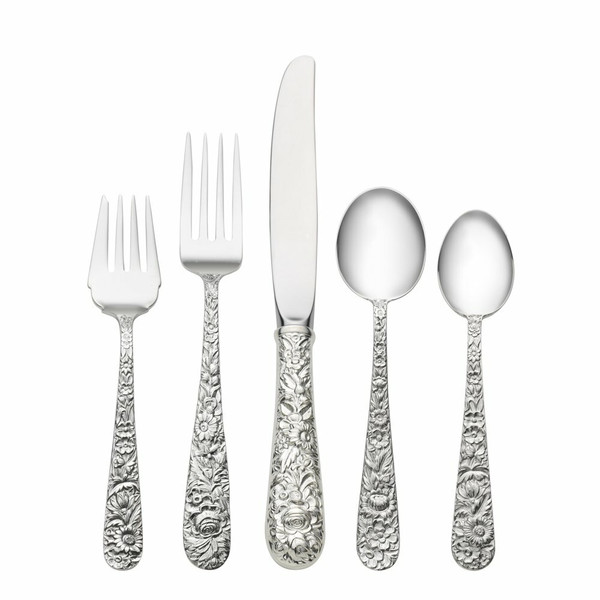 Kirk Stieff Repousse Sterling Silver Flatware 5PC Place Setting New