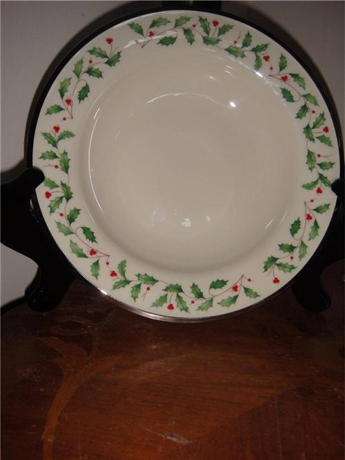 Lenox Holiday Ivory Platinum Soup Bowl Christmas Bone China (2)