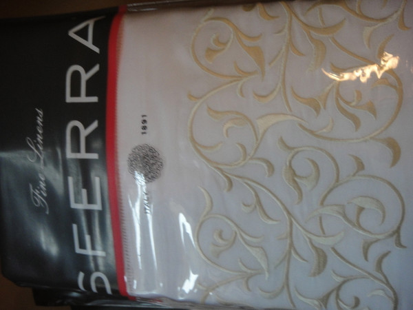 Sferra Finley 3205 King Pillowcases Pair  White  w/ Ivory  Embroidery New Made in Italy 