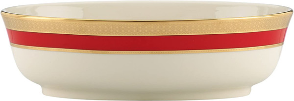 Lenox Embassy Red Gold Open Vegetable Serving Bowl