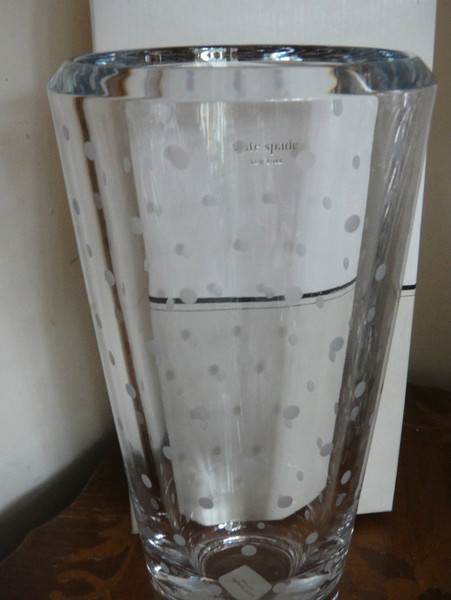 Kate  Spade Larabee  Dot 11 Inch Crystal Cylinder  Vase by Lenox