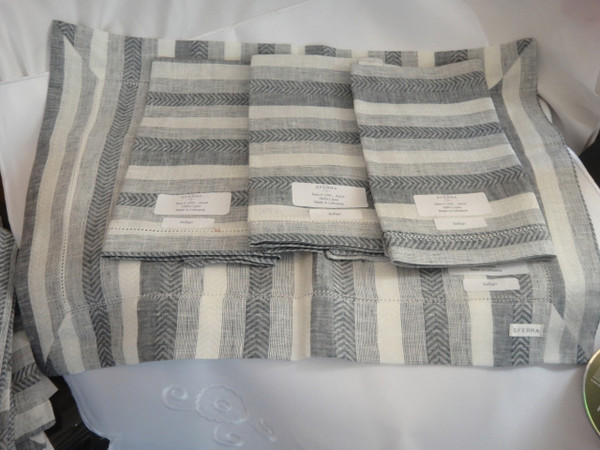 Ascot Set of Four Hemstitched Dinner Napkins by Sferra indigo New