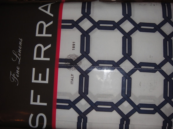 Sferra Barrington King Sham White Navy Blue New