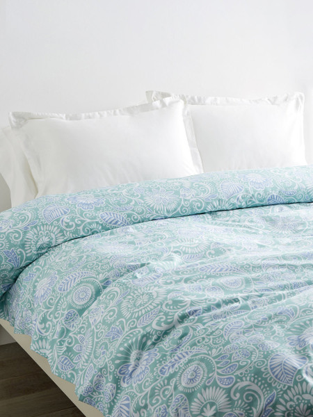 Sferra Ressa Queen Duvet Cover Aqua Cornflower Blue New