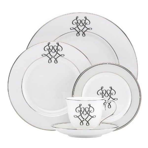  Lenox Scripted Platinum One  5 Pc Place Setting