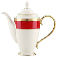 Lenox Embassy Coffee Pot Ivory Red Gold 