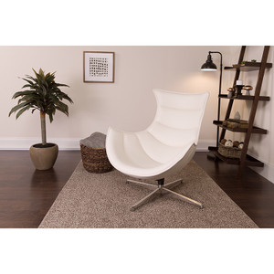 White Leather Cocoon Chair - 889142047551 White Leather Cocoon Chair - 889142047551