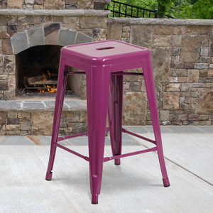 24" Purp No Back Metal Stool - 889142049760 24" Purp No Back Metal Stool - 889142049760