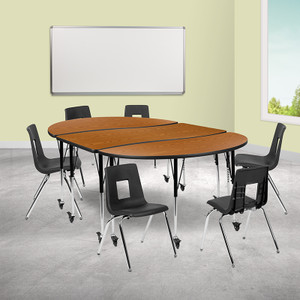 86" Oval Wave Oak Table Set - 889142933137 86" Oval Wave Oak Table Set - 889142933137