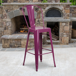 30" Purp Metal Outdoor Stool - 889142049685 30" Purp Metal Outdoor Stool - 889142049685