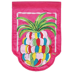 Floral Pineapple Shaped Double Applique Garden Flag - 603799032001 Floral Pineapple Shaped Double Applique Garden Flag - 603799032001