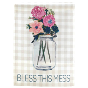 Bless This Mess Jar Flowers Print Flag - 603799501149 Bless This Mess Jar Flowers Print Flag - 603799501149