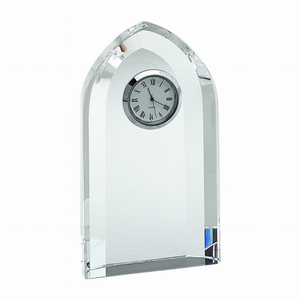 Optic Crystal Arched Clock, 6" - 047105041422 Optic Crystal Arched Clock, 6" - 047105041422