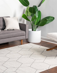 10x14 Feet Ivory Grey Trellis Modern Geometric Area Rug - 655466922214 10x14 Feet Ivory Grey Trellis Modern Geometric Area Rug - 655466922214